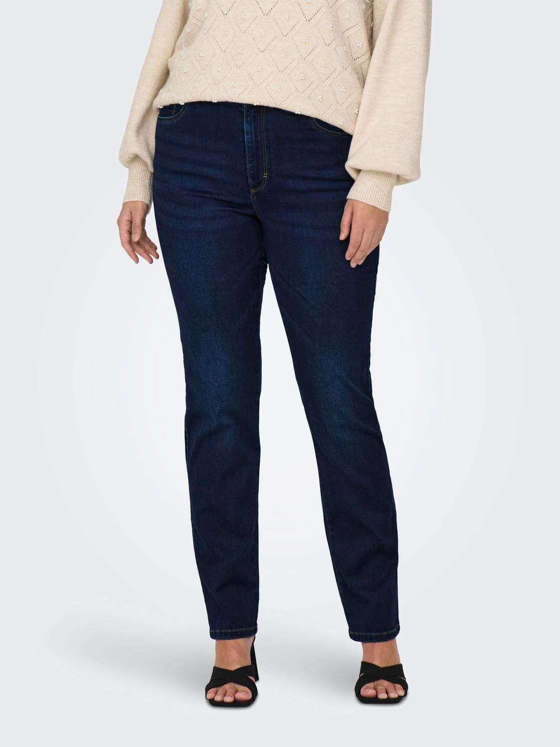 ONLY Gerade geschnitten Hohe Taille Jeans -Dark Blue Denim - 15300925