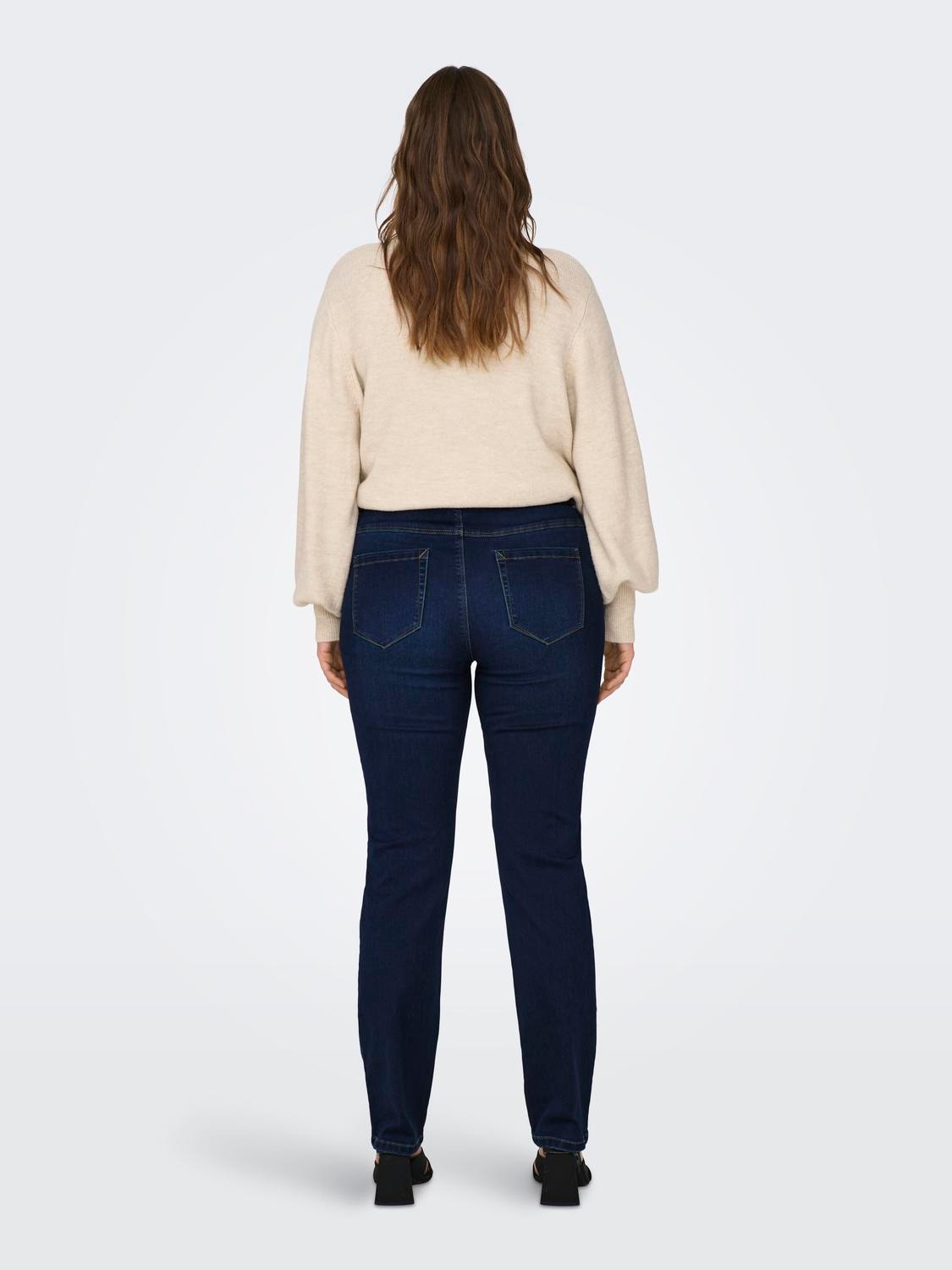 ONLY Rak passform Hög midja Jeans -Dark Blue Denim - 15300925