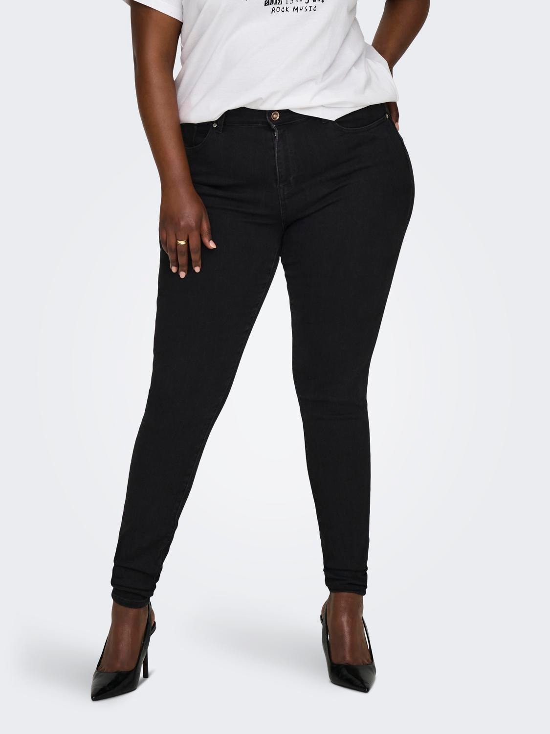 ONLY Jeans Skinny Fit Taille moyenne -Black Denim - 15300948