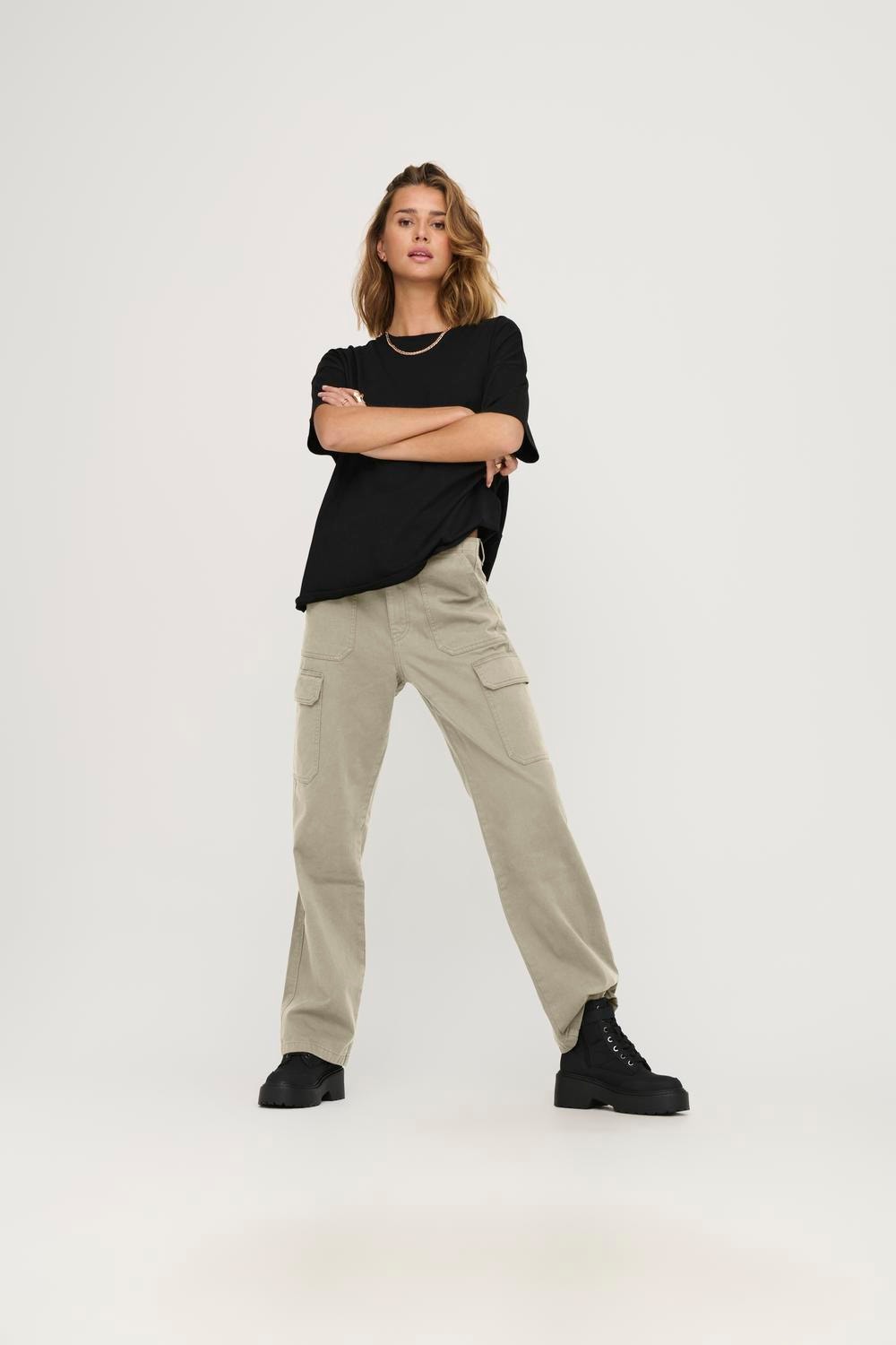 ONLY cargo pants with high waist -Silver Lining - 15300976