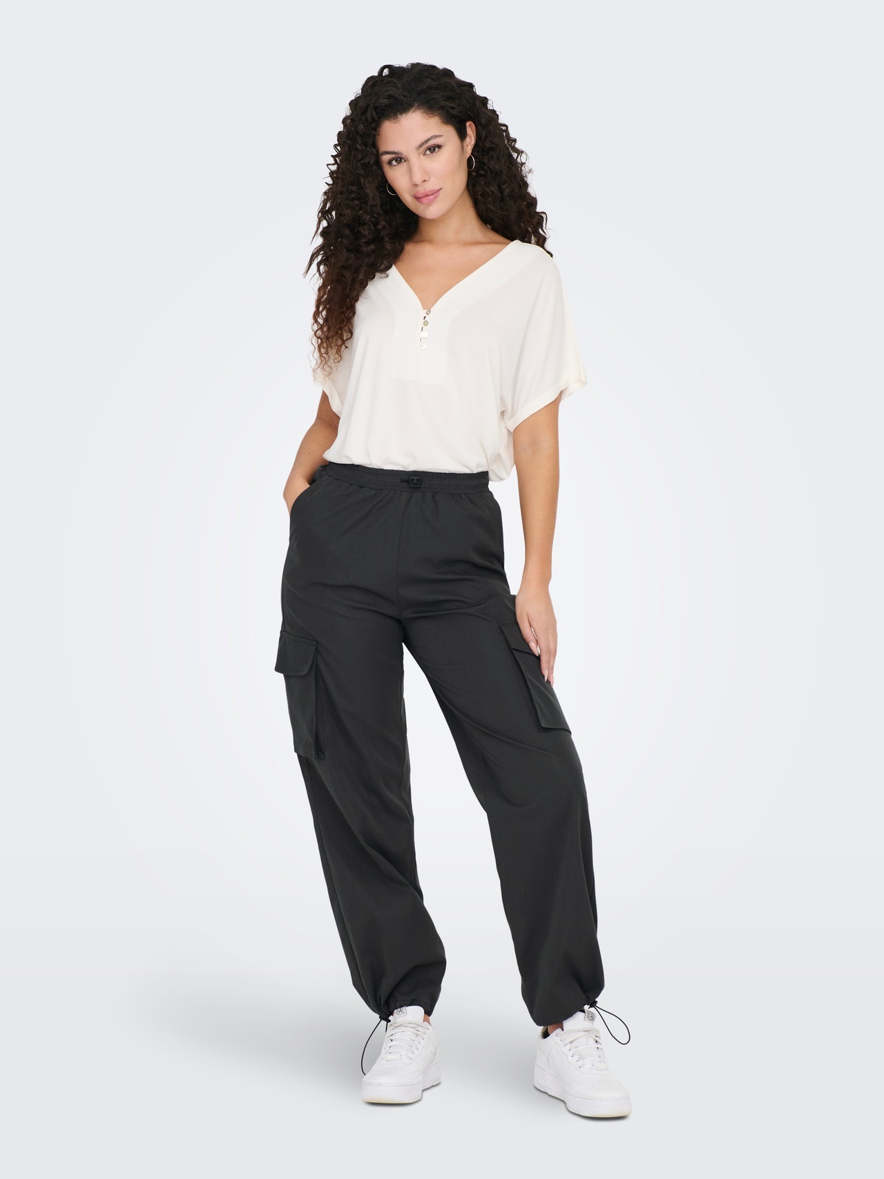 ONLY Cargo Pants With Strings -Raven - 15301004