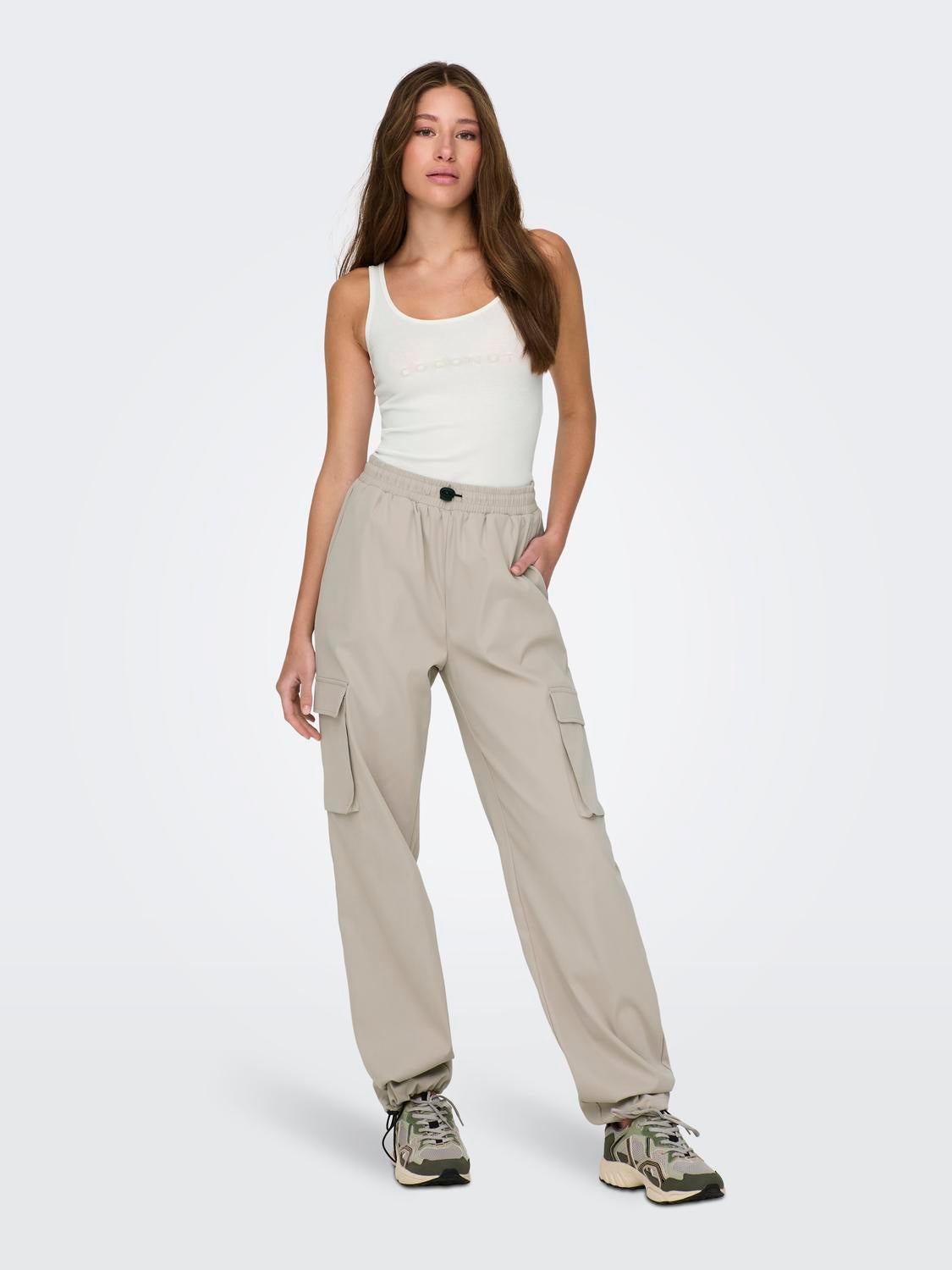 Womens elasticated waist sales cargo trousers