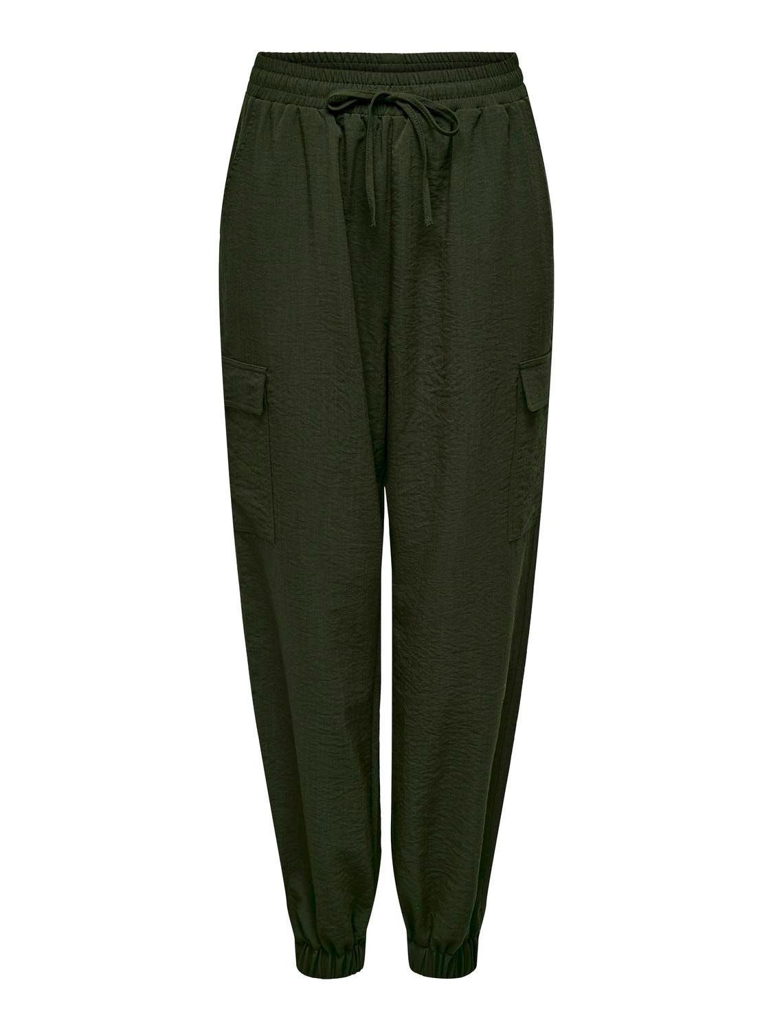 ONLY Cargo trousers with high waist -Forest Night - 15301008