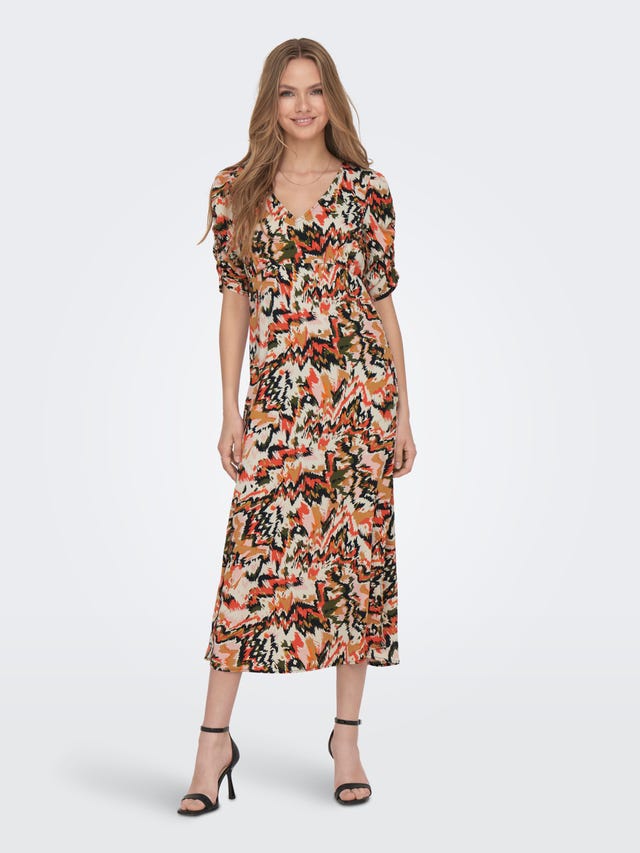 ONLY Slim Fit V-Ausschnitt Langes Kleid - 15301093