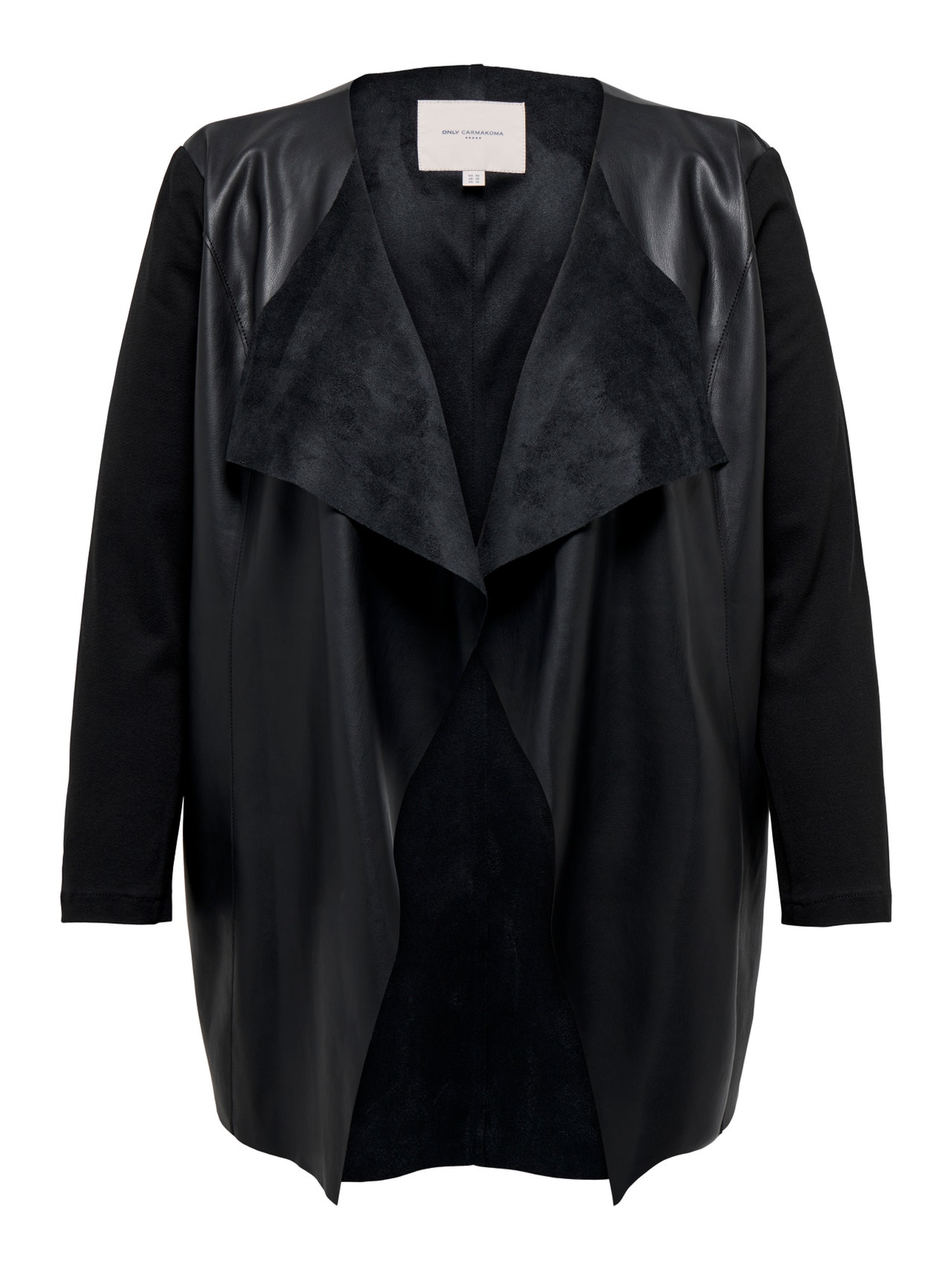 ONLY Curvy imiteret læder coatigan  -Black - 15301099