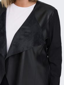 ONLY Curvy imiteret læder coatigan  -Black - 15301099