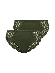 ONLY 2-pack lace briefs -Winter Moss - 15301136