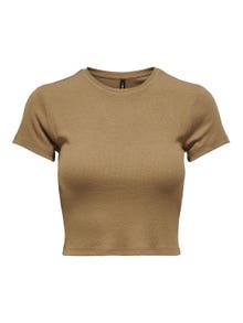 ONLY Cropped o-hals top -Toasted Coconut - 15301181