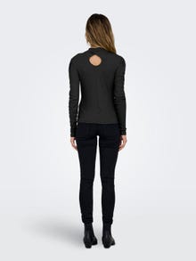 ONLY Regular Fit High neck Puff sleeves Top -Dark Grey Melange - 15301184