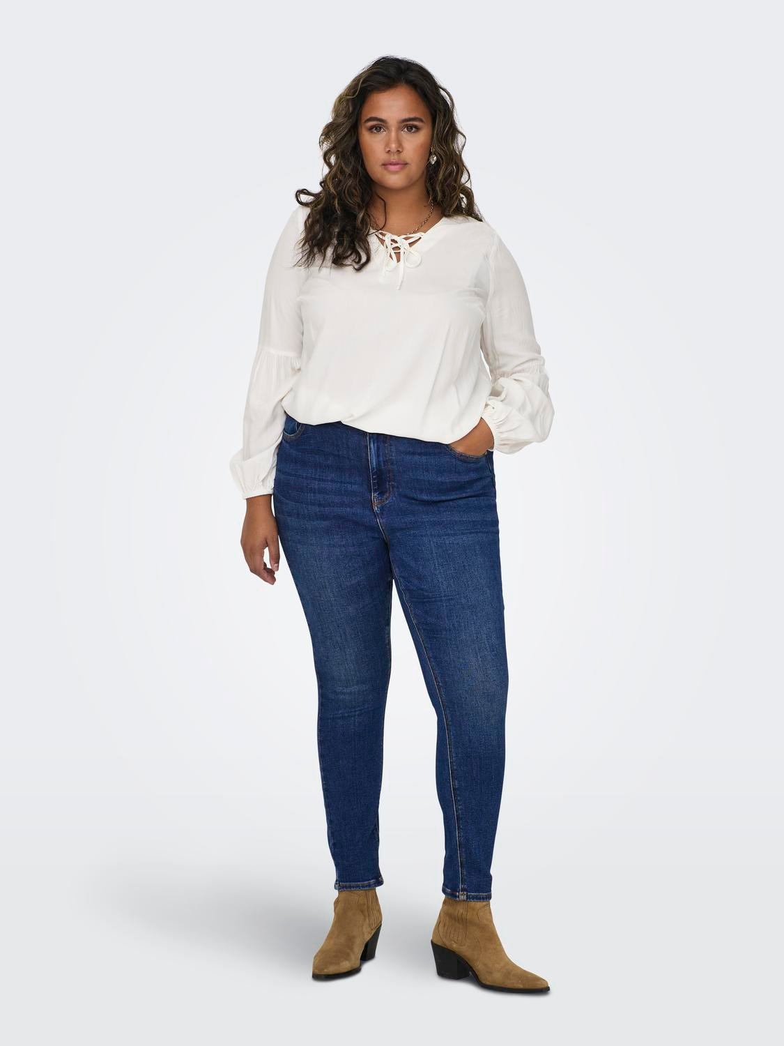 ONLY Skinny Fit High waist Jeans -Dark Blue Denim - 15301293
