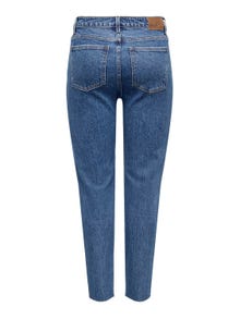 ONLY Rak passform Hög midja Råskuren fåll Jeans -Dark Blue Denim - 15301323