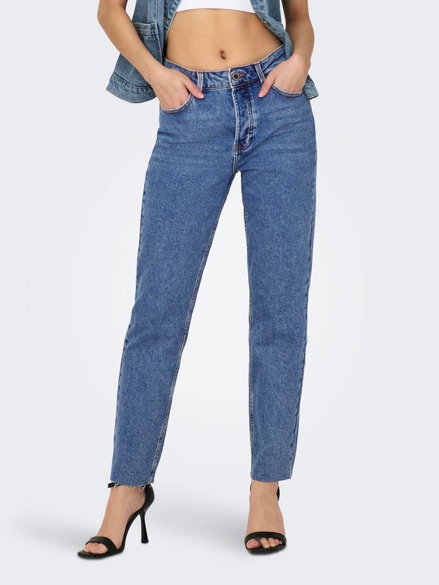 ONLY Straight fit High waist Onafgewerkte zoom Jeans - 15301323