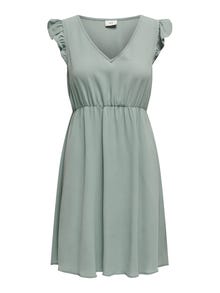 ONLY Normal geschnitten V-Ausschnitt Kurzes Kleid -Chinois Green - 15301378