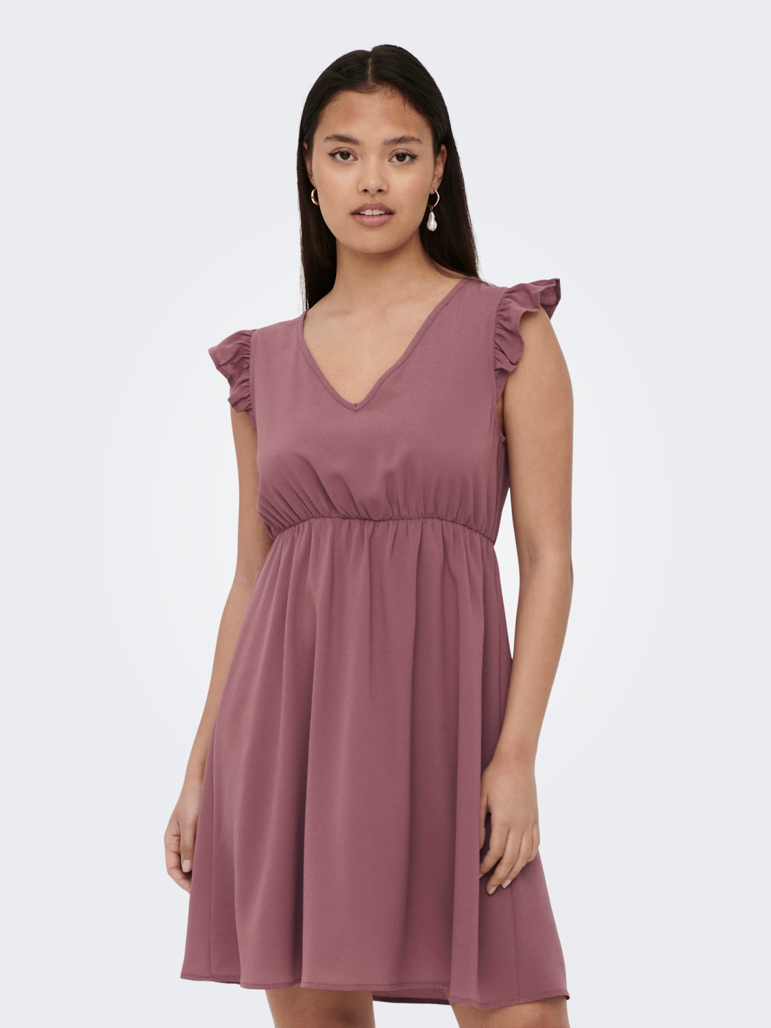 ONLY Regular Fit V-hals Kort kjole -Rose Brown - 15301378
