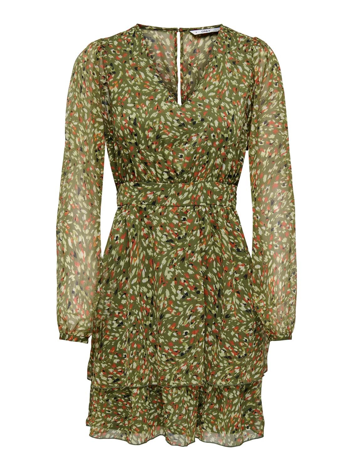 ONLY Regular Fit V-Neck Short dress -Winter Moss - 15301422