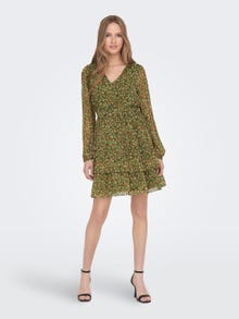 ONLY Regular Fit V-Neck Short dress -Winter Moss - 15301422