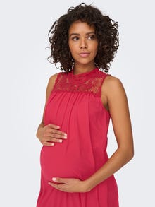 ONLY Normal geschnitten Hoch geschlossen Maternity Kurzes Kleid -Teaberry - 15301520