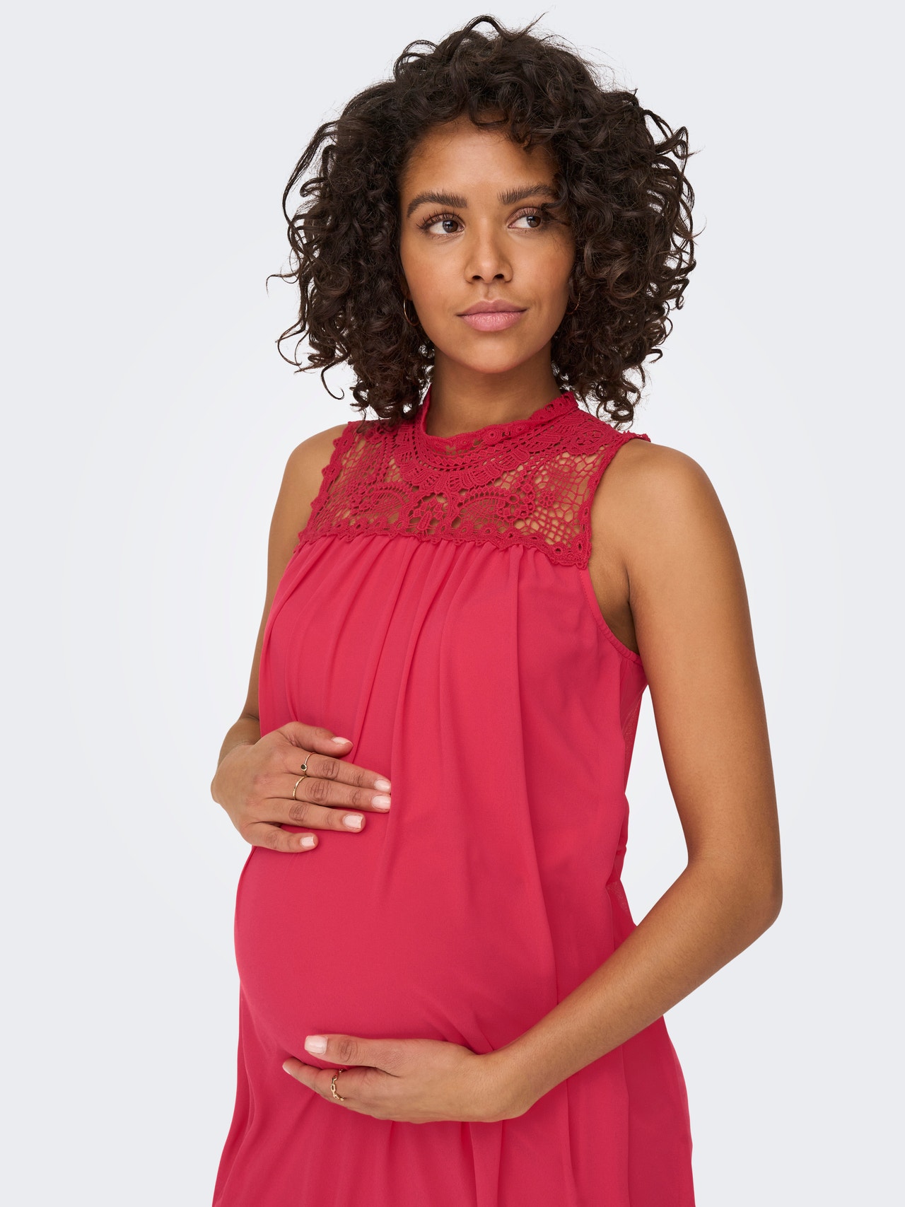 ONLY Regular Fit Høy hals Maternity Kort kjole -Teaberry - 15301520