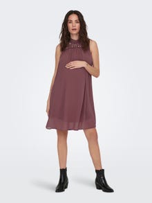 ONLY Regular Fit High neck Maternity Short dress -Rose Brown - 15301520