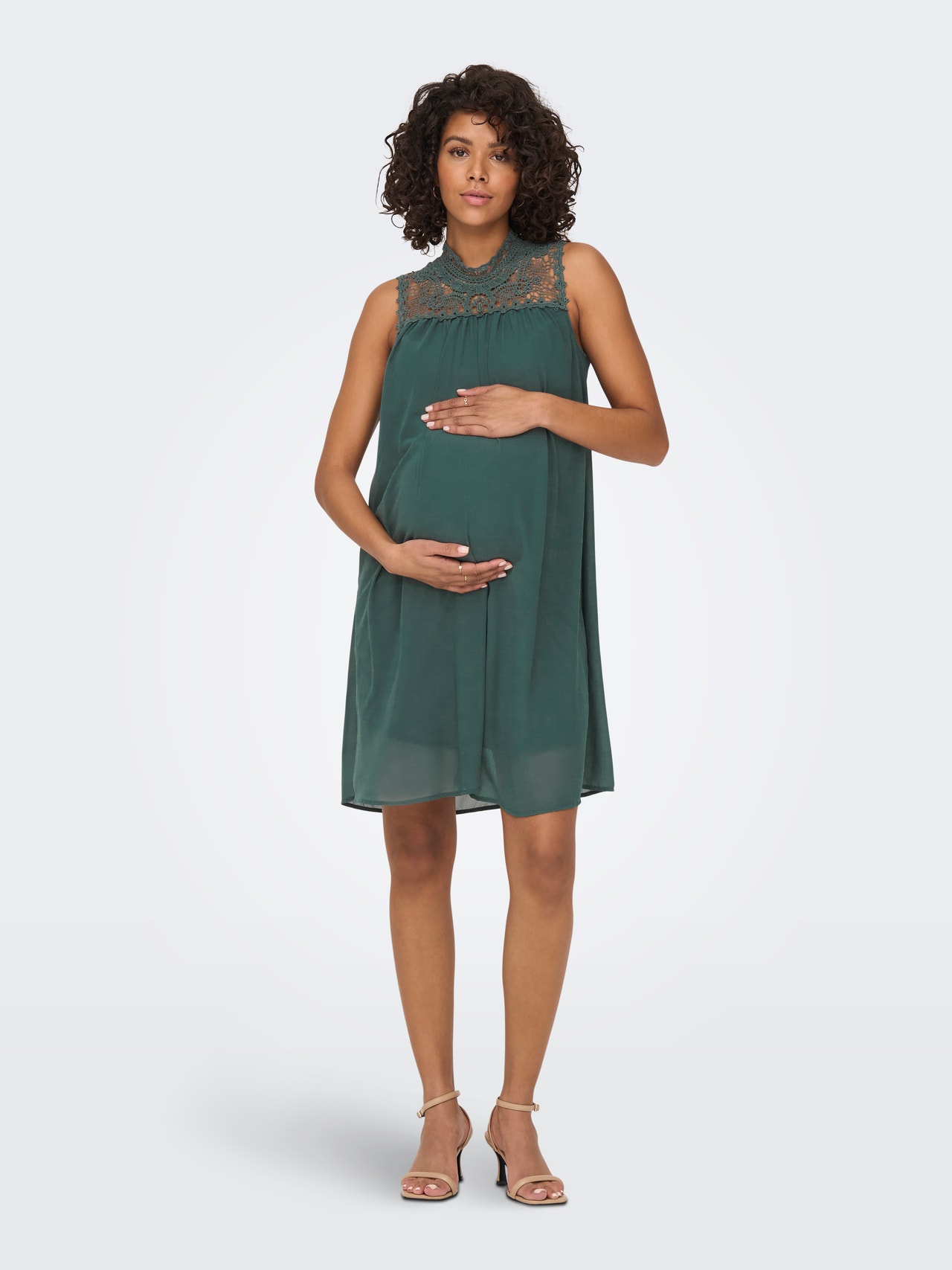 ONLY Regular Fit Høy hals Maternity Kort kjole -Balsam Green - 15301520