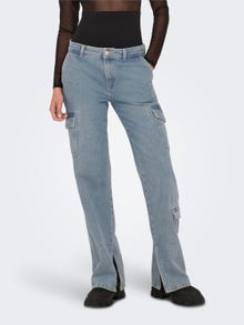 ONLY Wide Leg Fit Low waist Split hems Jeans -Light Blue Denim - 15301617