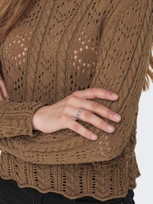 ONLY Short o-neck knitted pullover -Toasted Coconut - 15301976