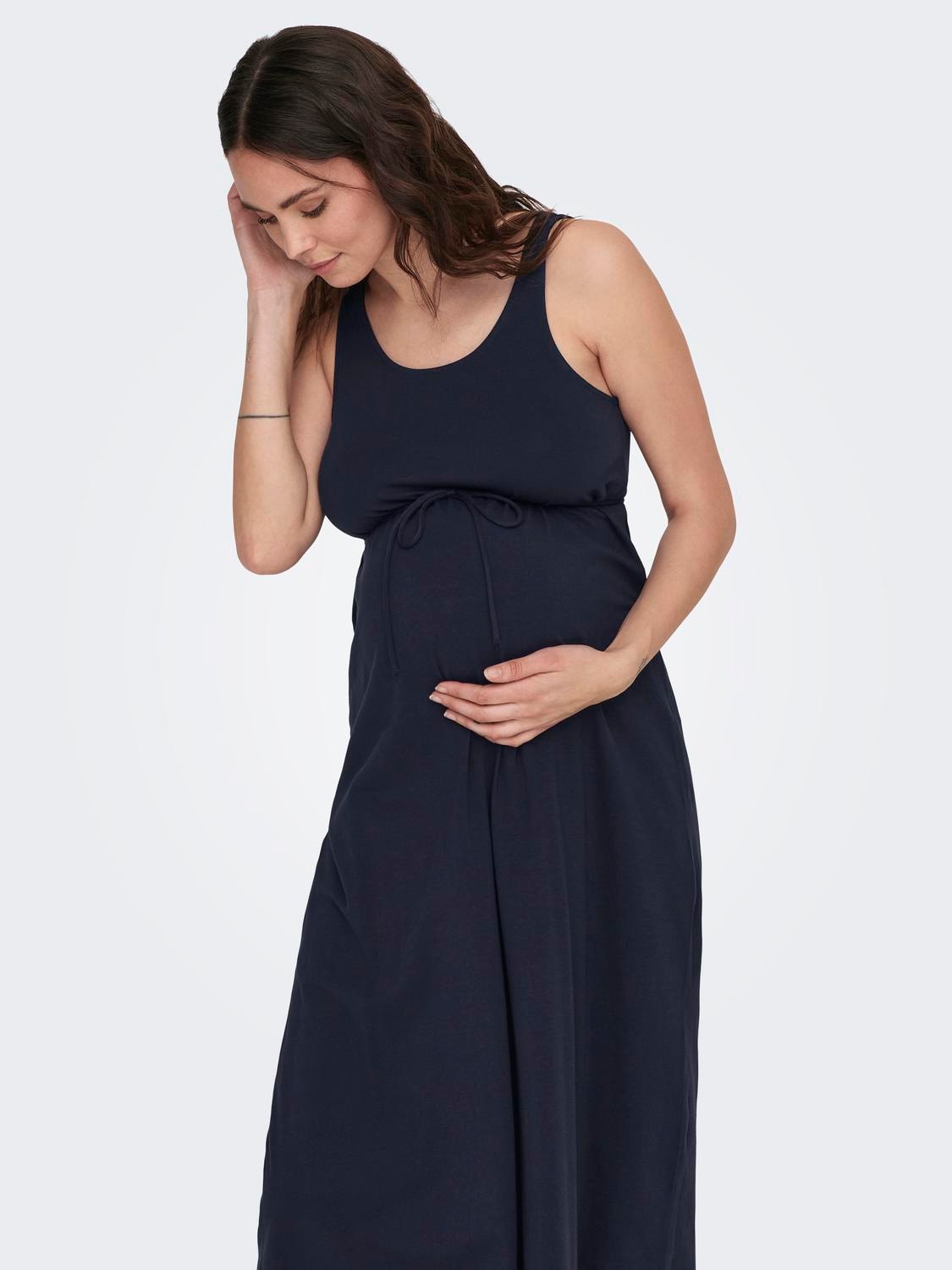 ONLY Normal geschnitten Rundhals Maternity Langes Kleid -Night Sky - 15302023