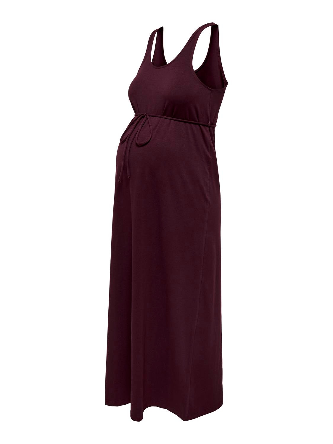 ONLY Regular Fit Round Neck Maternity Long dress -Winetasting - 15302023