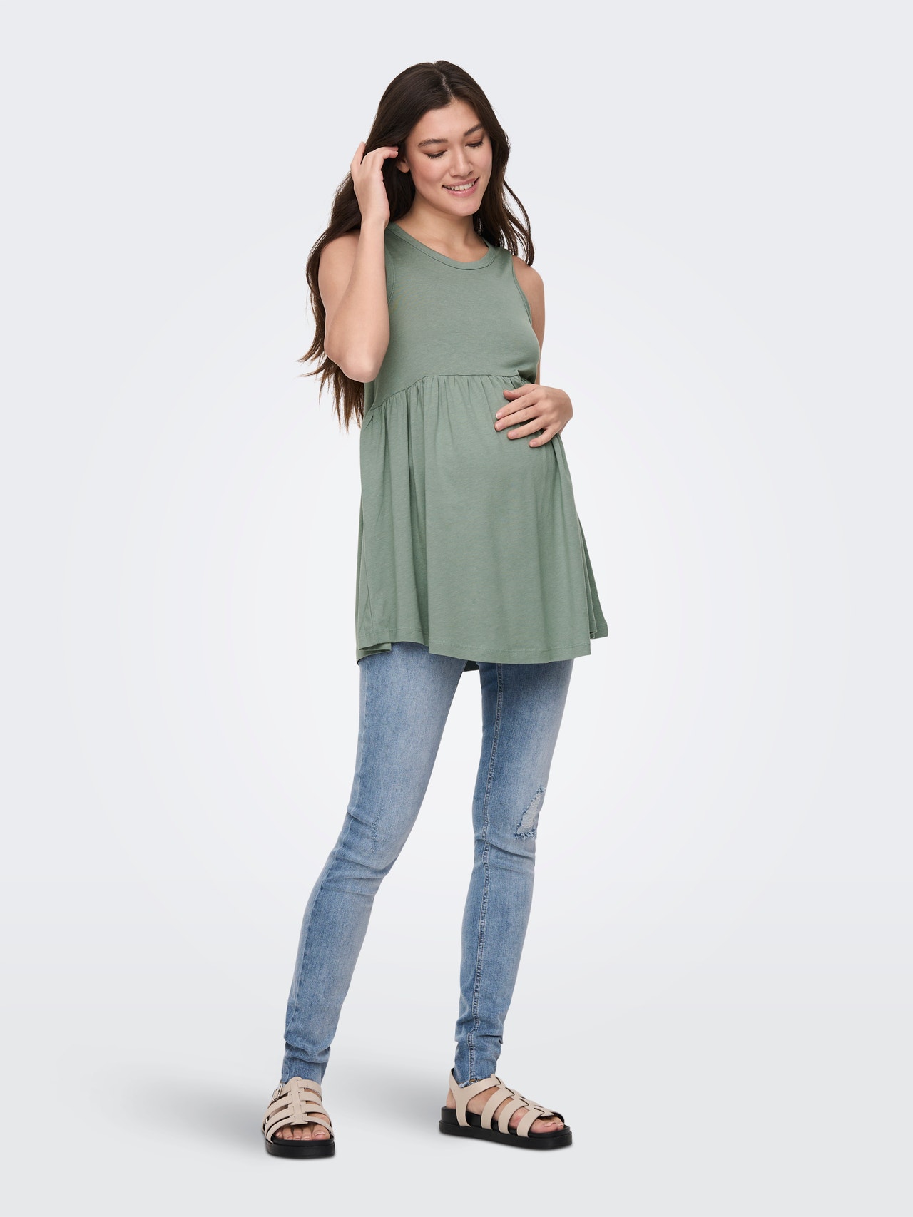 ONLY Tops Regular Fit Col rond Grossesse -Chinois Green - 15302025