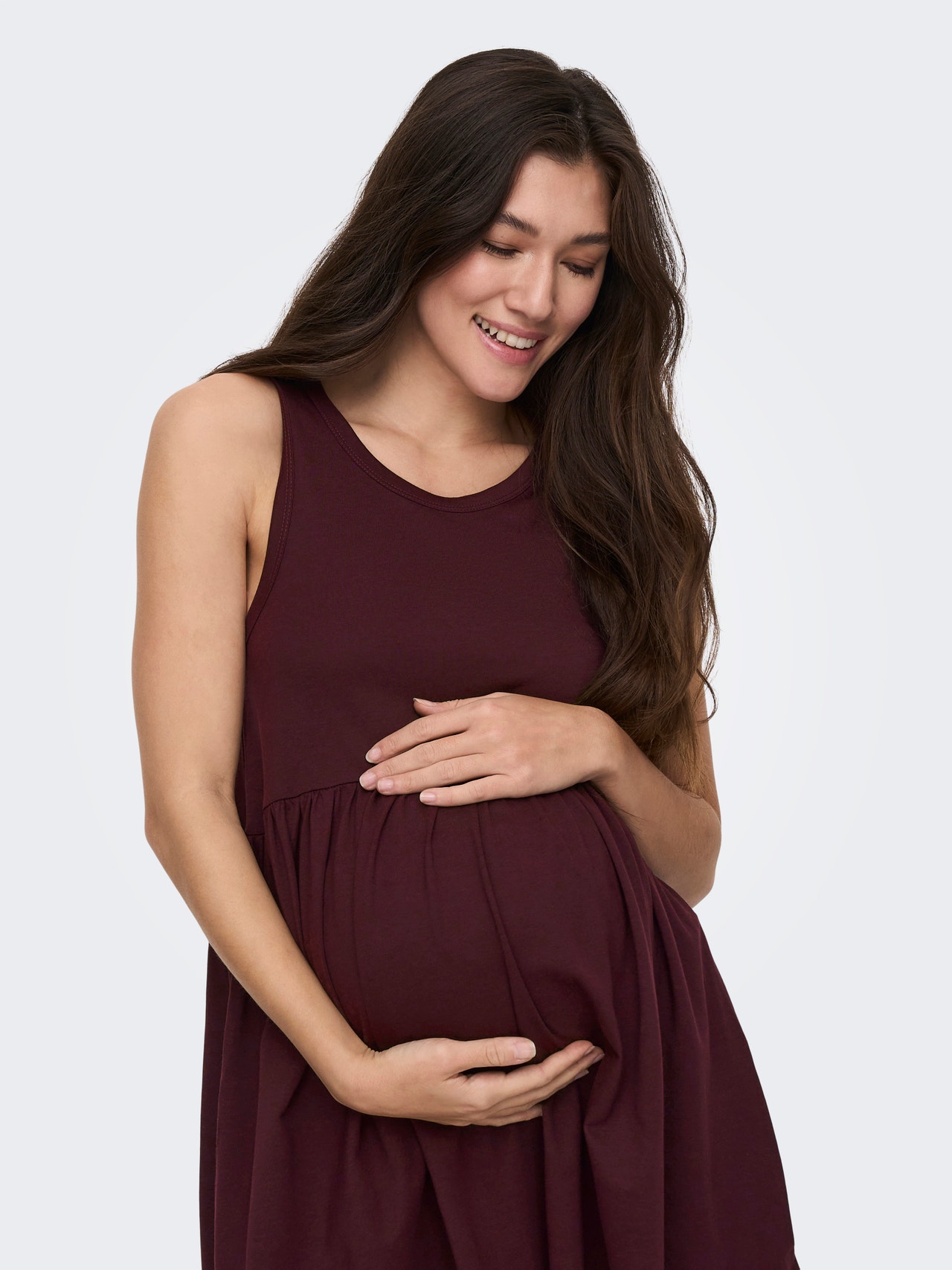 ONLY Regular Fit O-hals Maternity Topp -Winetasting - 15302025