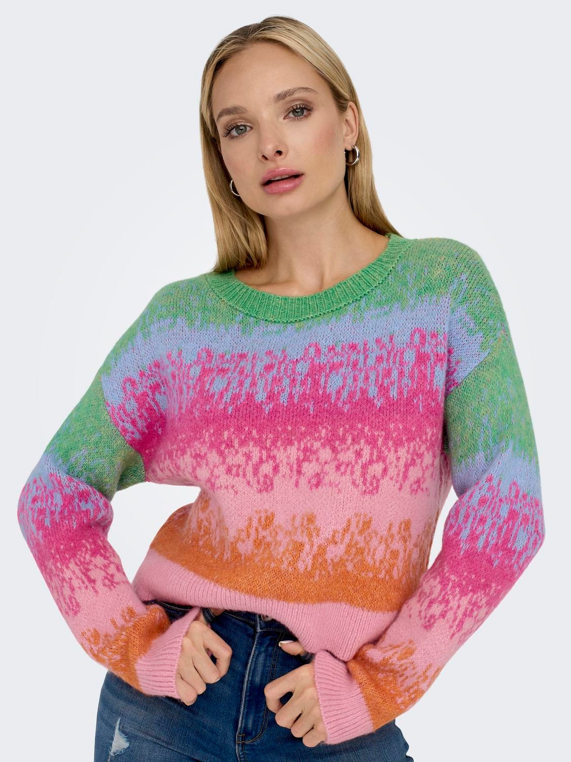 ONLY O-neck knitted pullover -Fuchsia Purple - 15302074
