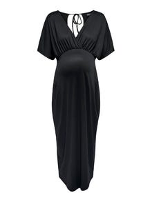 ONLY Normal geschnitten V-Ausschnitt Maternity Langes Kleid -Black - 15302095