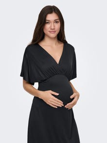 ONLY Mama v-neck midi dress -Black - 15302095