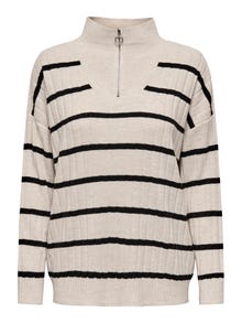 ONLY Høj hals sweatshirt med zip -Pumice Stone - 15302202