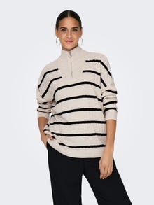 ONLY Regular Fit High neck Dropped shoulders Pullover -Pumice Stone - 15302202