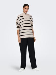 ONLY High neck sweatshirt with zip -Pumice Stone - 15302202