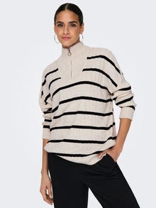 ONLY Høj hals sweatshirt med zip -Pumice Stone - 15302202