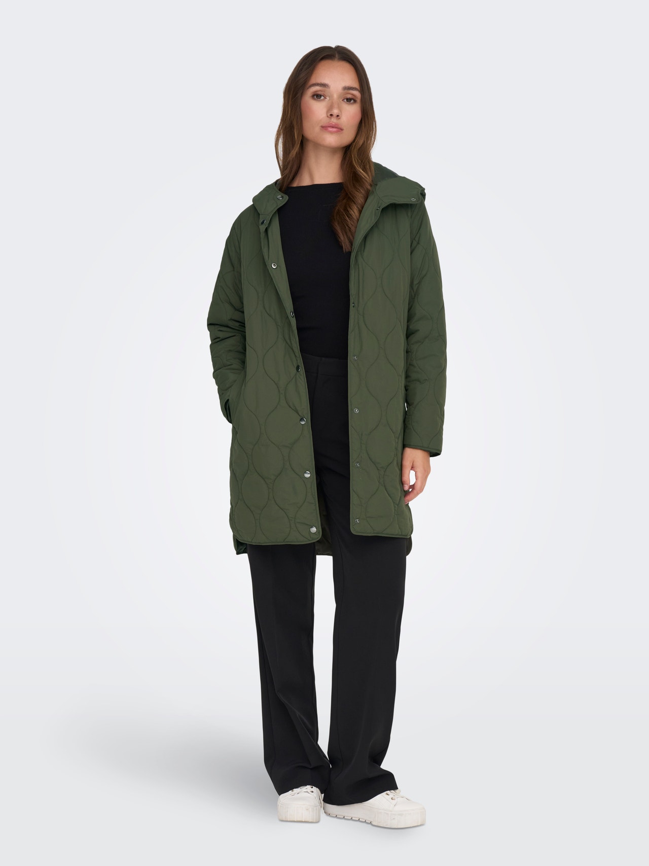 ONLY Long hooded coat -Forest Night - 15302203