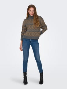 ONLY Roll neck knitted pullover -Medium Grey Melange - 15302221