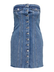 ONLY Bodycon Fit Axelbandslös Kort klänning -Medium Blue Denim - 15302226