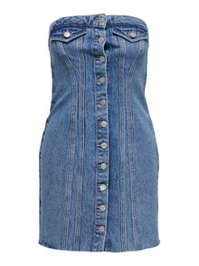 ONLY Bodycon Fit Strapless Short dress -Medium Blue Denim - 15302226