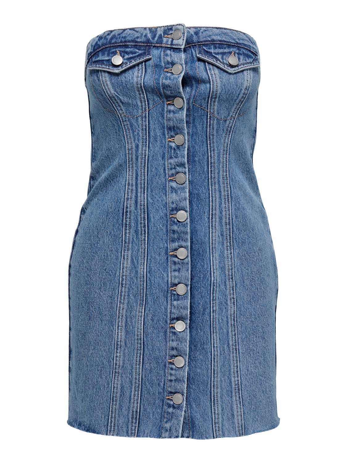ONLY Bodycon Fit Strapless Short dress -Medium Blue Denim - 15302226