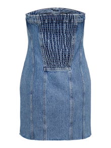 ONLY Bodycon Fit Axelbandslös Kort klänning -Medium Blue Denim - 15302226