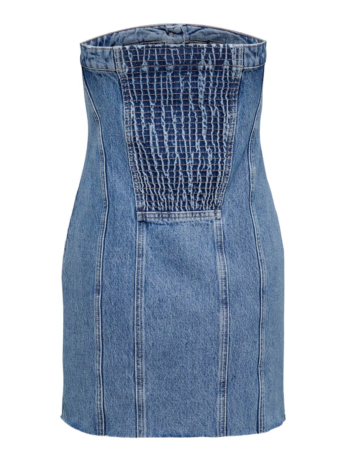 ONLY Bodycon fit Strapless Korte jurk -Medium Blue Denim - 15302226