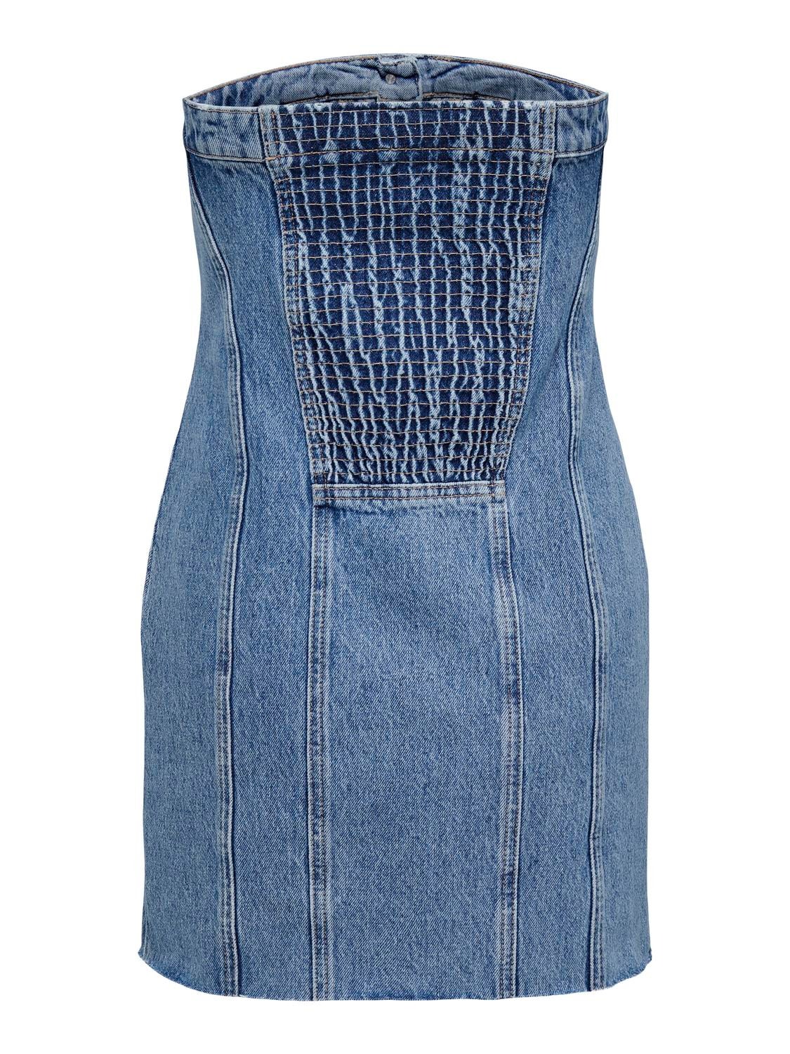 ONLY Eng anliegend Trägerlos Kurzes Kleid -Medium Blue Denim - 15302226