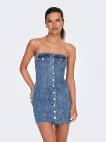 ONLY Bodycon fit Strapless Korte jurk -Medium Blue Denim - 15302226