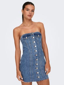 ONLY Bodycon fit Strapless Korte jurk -Medium Blue Denim - 15302226