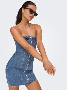 ONLY Robe courte Bodycon Fit Sans bretelles -Medium Blue Denim - 15302226