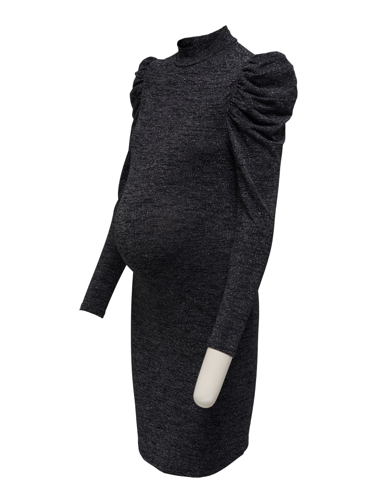 ONLY Regular fit Hoge hals Zwangerschap Pofmouwen Korte jurk -Black - 15302255