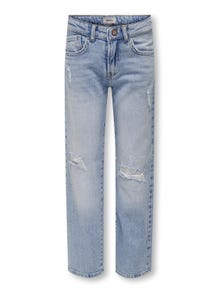 ONLY Wide Leg Fit Destroyed hems Jeans -Light Blue Denim - 15302276